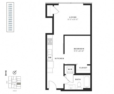 a floor plan of a bedroom apartment